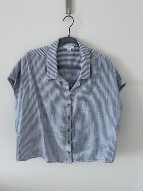 beachlunchlounge Blue & White Striped Button-Front Top